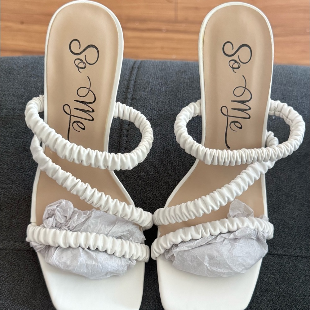 So Me White Strappy Heels